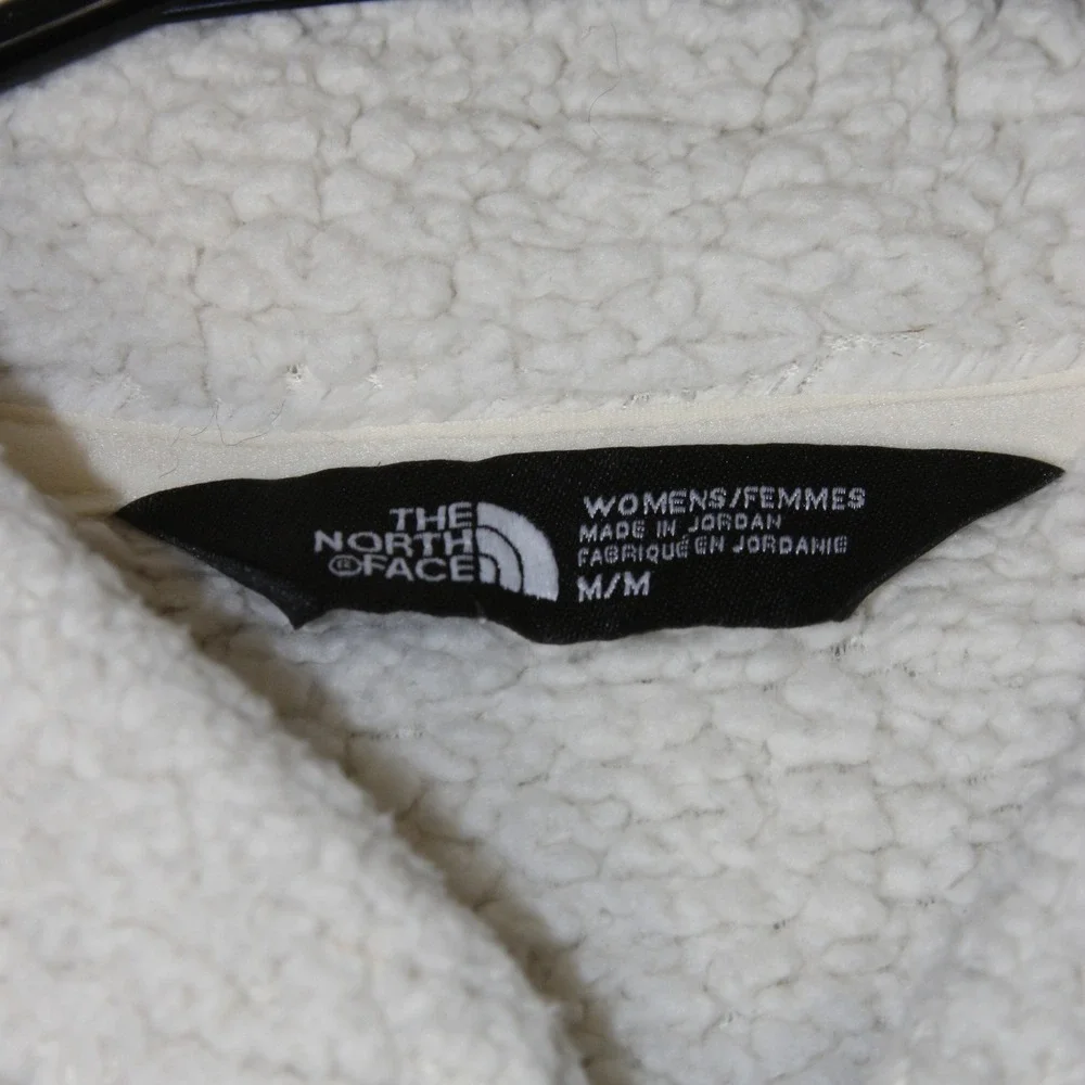 North Face Fleece Jacket Womens M White Full Zip Sherpa‎ Lightweight Foundation